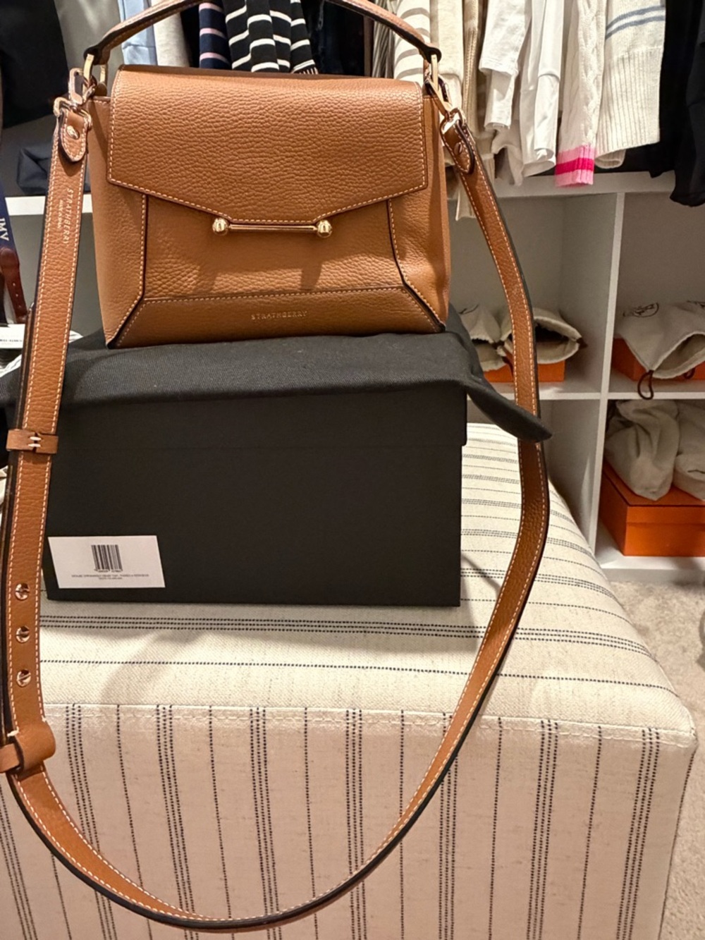 Strathberry Tan Leather Mosaic Bag